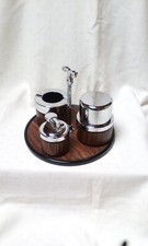 Raucherset auf Tablet Metall Holz-Optik Aschenbecher, Feuerzeug,Zigarettenbox