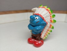 Schleich Schlumpf Indianer - 20144 - Schlümpfe Federn bunt Häuptling China 1981 