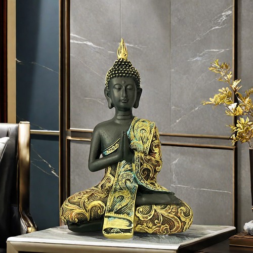 Buddha statue schwarz gold - buddha,