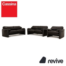 Cassina Maralunga Leder Sofa Garnitur Schwarz 2x Zweisitzer Sessel manuelle