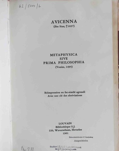 Metaphysica sive prima - metaphysica,