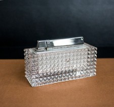 Vintage Rowenta Men Kristall Glas Tischfeuerzeug 1970er Feuerzeug 