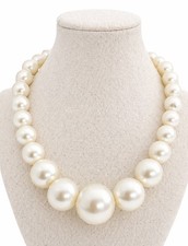 Damen Halskette Weiß Perlen