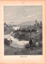 Lauffen am Neckar - Hans Thoma - 1907 - Historischer Holzstich ~21x30cm