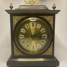 DDR Uhr Quartz Weimar Tischuhr Kaminuhr Holz Messing Vintage Deko Batterie braun