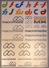 macromedia STUDIO MX diverse Aufkleber Sticker auf einer DIN A4 Folie - rare