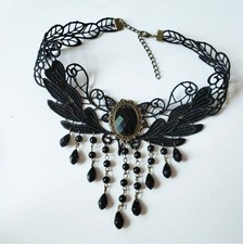 Handgefertigte schwarze Spitze Schlüsselbein Halskette ideales Accessoire für