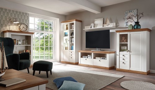 Wohnwand landhaus 458cm pinie - wohnwand,