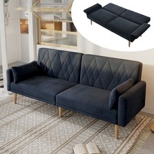 Schlafsofa Zweisitzer Samtstoff mit Schlaffunktion für Wohnzimmer Gästezimmer
