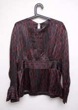 Isabel Marant Bluse Schwarz mit Roten Muster 44 100% Seide 