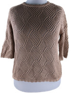 bonprix Damen Strickshirt Braun Shirt Oberteil Pulli Strick Übergröße Kurz