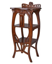 Beistelltisch Jugendstil Mahagoni Tisch Notenregal Holzregal Massiv Standregal