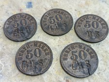 5 Stück  50 Pfennigs Wert-Marke Deutsches Reich