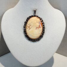 Gemme Camee Granat Anhänger Vintage Retro Trachten Silber 925/- antik vergoldet