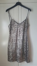 ? NEU ZARA TRAFALUC Kleid Gold Glitzer Pailetten Gr L 40/42 Cocktail Mini Party