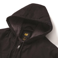 Caterpillar Sherpa-gefütterte Jacke mit Kapuze schwarz Logo-Reißverschluss vorne in der Mitte Clo
