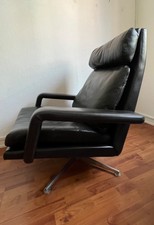 Hans Kaufeld, Vintage, Retro, Sessel, Lounge Chair, schwarz, Leder,  70er