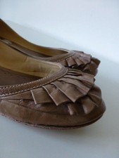 ❤️ Ballerinas von Progetto Glam*Gr. 38*taupe*komplett aus Leder*Volants*wie neu