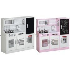 AIYAPLAY Kinderküche Spielküche mit Spielzeug Telefon, Kreidetafel, Mikrowelle