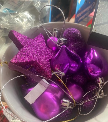 Christbaumschmuck set lila - christbaumschmuck,