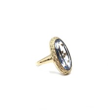 8kt Gelbgold Ring hellblauer
