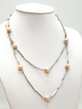 Art Deco Carl Maurer Sohn Silber 835 Stäbchen Kette Collier mit Perlen um 1940