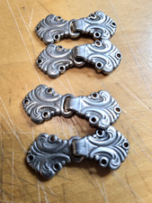 4x Tinn-Per Norway Verschluss Ösen Haken  Altsilber Metall Vintage Charivari