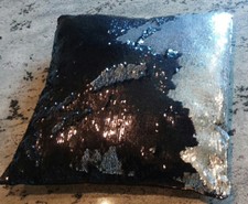 Wende - Pailettenkissen Sofakissen  schwarz-silber 45 x 45 wie neu