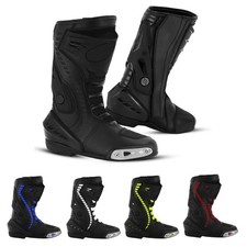 Motorradschuhe Herren Leder Rennstiefel Wasserdichte Knöchelhohe Schutzstiefel