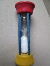 Eieruhr  Sanduhr  Zahnputz Uhr   Holz   rund   -  Laufzeit    ca.  3,5  Min.