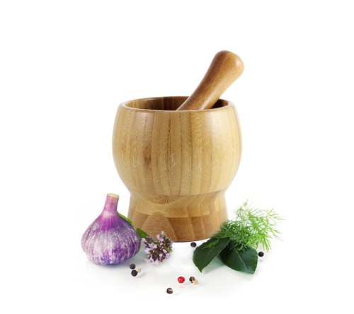 Mörser mit stössel aus - stössel, holz