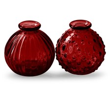 Glasvase "Jive", Vase rot, H: 8,5 cm (2er Set) - Vasen, Blumenvase, Tischdeko
