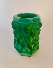 seltene Vintage Art Déco Glasvase in malachitgrün von F. Pazourek/Curt Schlevogt