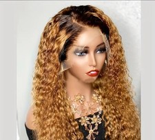 Ombre Braun Dunkelbraune Lockige Lace Front Perücke 26" 180% Dichte Damen Wig