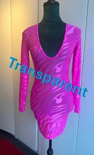 Traumhaftes Party Kleid Mesh Gr. 34 XS pink Muster NEU durchsichtig  transparent