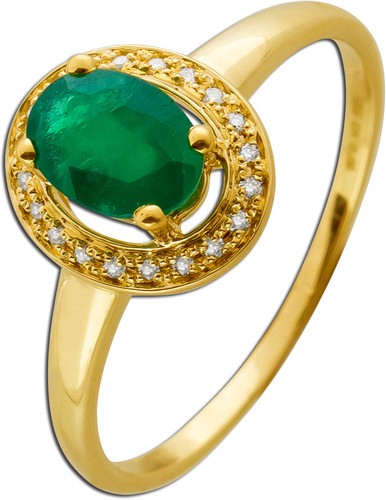 Smaragdring halo gelbgold - halo, 585