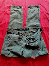 Indicode Herren Hose Army Stil Oliv Gr.M Gürtel Militär Outdoor Wandern Camping