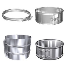 Edelstahlschornstein Klemmband doppelwandig DW Ø113-300mm schmal breit statisch