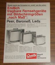 Seltene Werbung vintage GRAETZ PEER BARONEß LADY tragbare Fernseher 1968