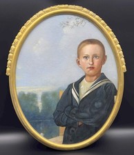 ❗️Antikes ovales Knabenportrait im Matrosenanzug - Öl/Leinwand - guter Zustand❗️