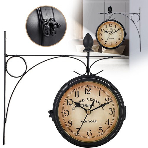 Doppelseitige uhr bahnhofsuhr - uhr,