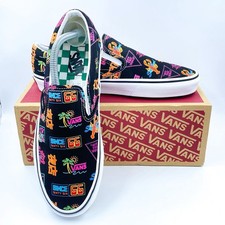 Vans Slip On Sneaker Gr.42 Herren Freizeitschuh Halbschuh Schwarz Gemustert