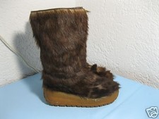 Alte Fellstiefel Gr.37 echt Vintage Leder Fell Polaris Yeti-Boots 