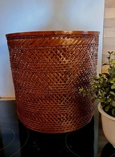 Vintage ~ Rattankorb Rattan Geflecht Korb Papierkorb Aufbewahrung H: 33 cm, D:34