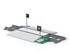 LEGO® Bahnübergang mit 2 Geraden und Schildern I Für City Züge Eisenbahn Gleise