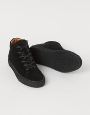 Stiffelleten High Top Sneakers Boots Gr. 43 Schwarz Leder Neu H&M