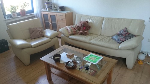 Ledersofa sessel creme weiß - sessel,