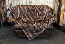 1459 Nerz Felldecke in braun-grau Echtfell Decke Nerzdecke Echte Pelzdecke Fell