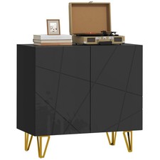 HOMCOM Aufbewahrungsschrank, Sideboard mit verstellbarem Regal, schwarz