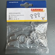 GARDINIA Seilhaken für Seilspanngarnituren, Metall, Nickel, 6 Stück